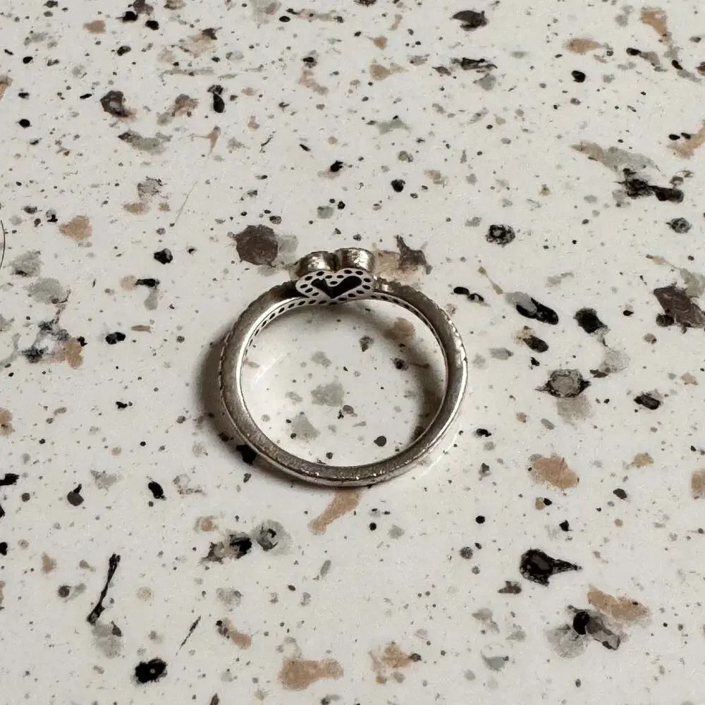 Pandora Sterling Silver Beaded Open Heart ring